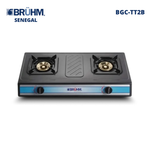 Bruhm Cuisinière à Gaz à Table - 2 Feux - Allumage Automatique - BGC-TT2B - Garantie 12 mois