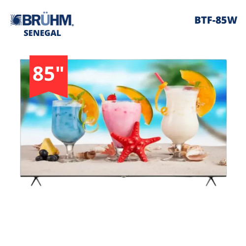 Brühm TV 85 Pouces - Ultra HD - Sans Cadre - Web Smart OS - BTF-85W - Garantie 12 Mois